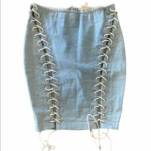 Denim Lace Up Skirt